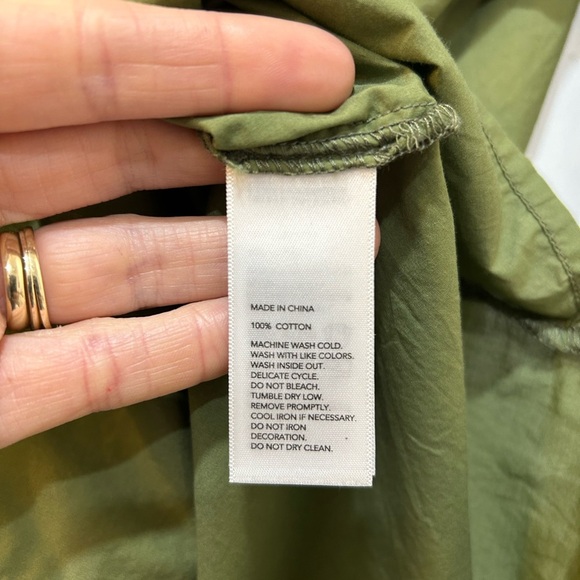 Kate Spade Saturday Button Front Top 100% Cotton Blouse Olive Green Women Sz L - Picture 8 of 9